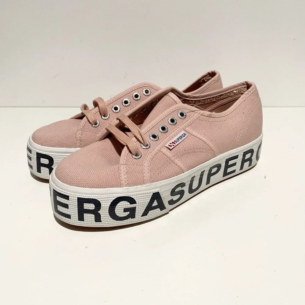 Superga‎ Women's Blush Pink Platform Sneakers Canvas 8